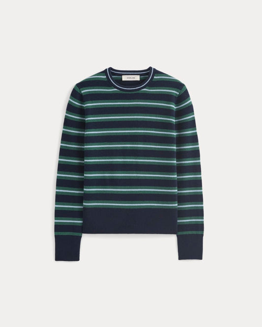 Cashmere Slim Crew Sweater | Hunter Green/Open Air Blue