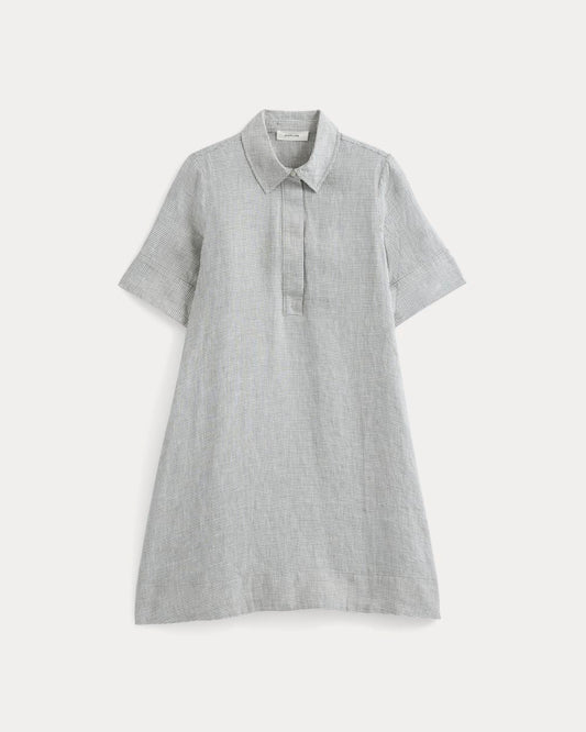 Mini Popover Shirtdress in Linen | Agave / Bone