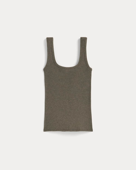The Luxe Rib Square-Neck Tank | Heathered Fatigue