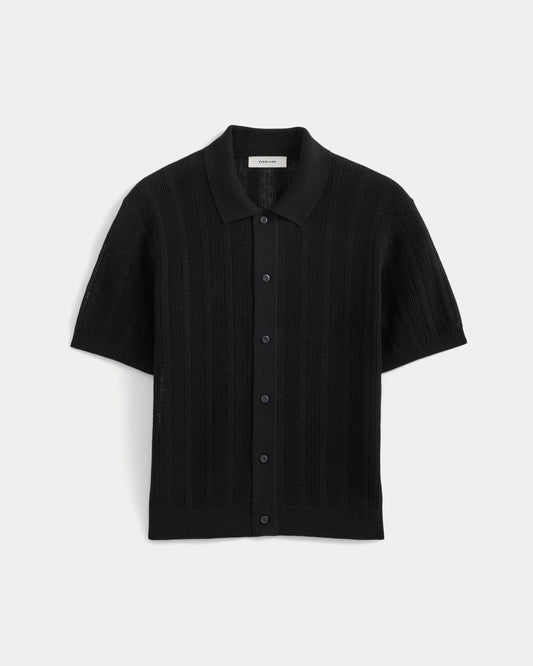 Textured Knit Resort Shirt | Black