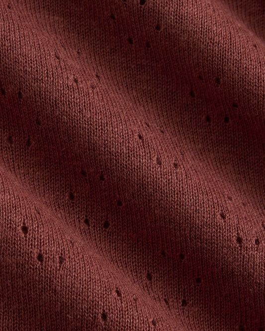 Lace-Trimmed Tank in Fine Linen | Henna Red