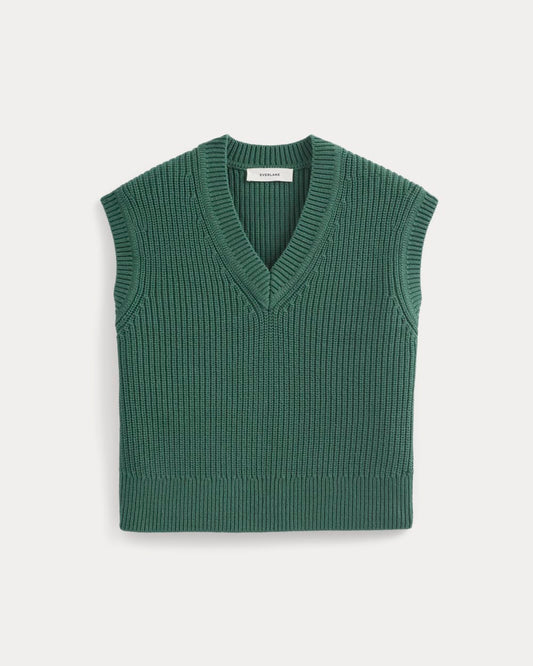 Ribbed V-Neck Vest in Everyday Cotton | Hunter Green