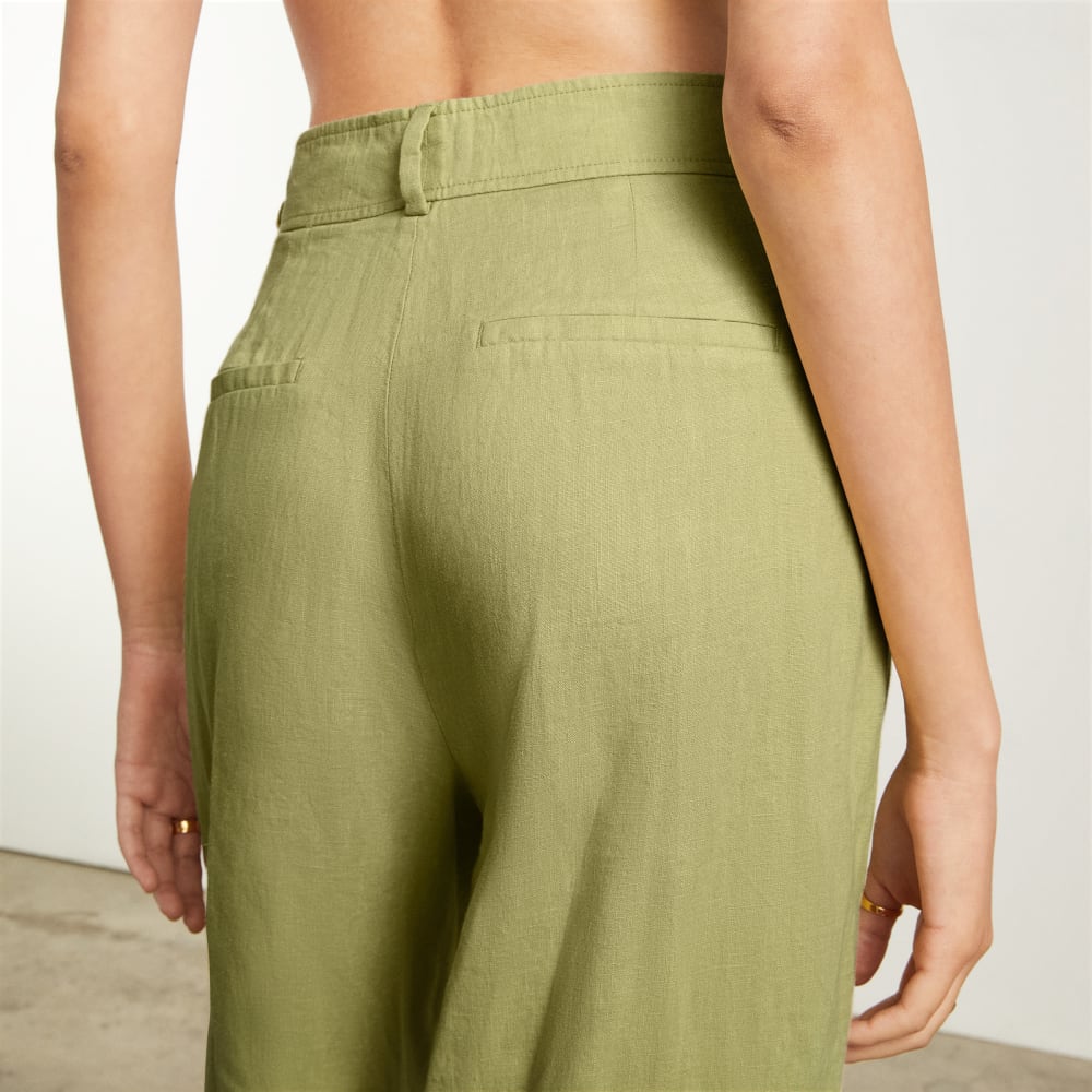 The Linen Way-High® Drape Pant | Leek