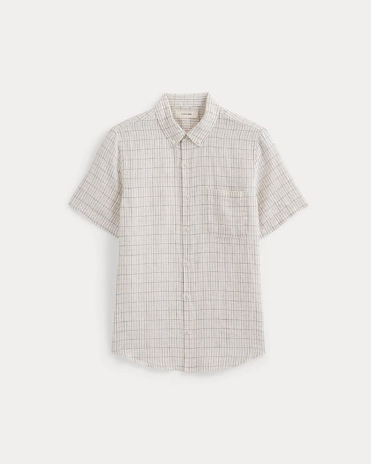 The Classic Short-Sleeve Shirt in Linen | Bone Plaid