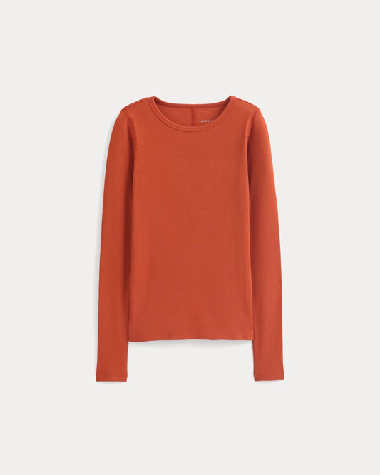 The Luxe Rib Long-Sleeve Crew | Rust
