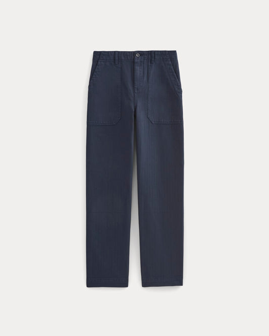 Relaxed Herringbone Fatigue Pants | Deep Navy