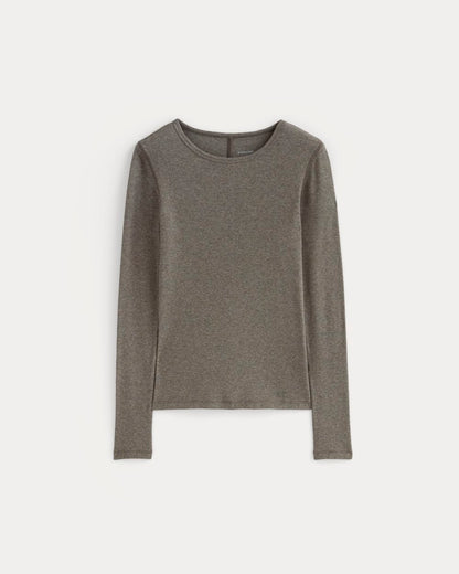 The Luxe Rib Long-Sleeve Crew | Washed Heathered Fatigue