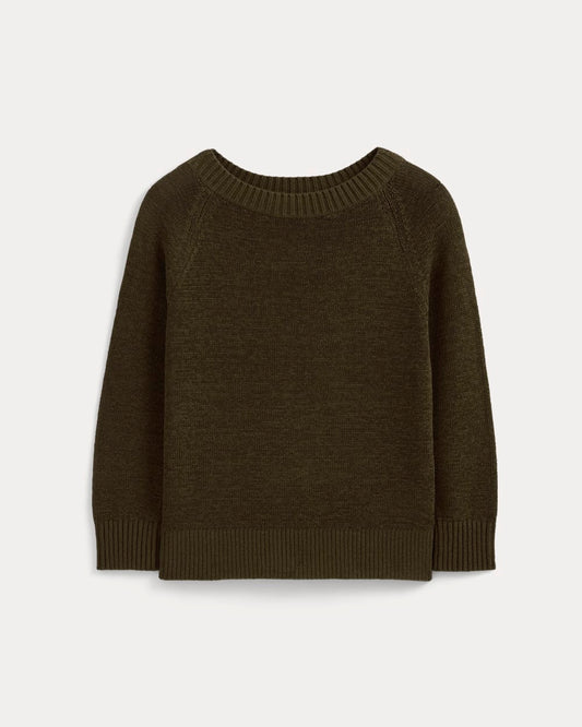 Wide-Neck Crew Sweater in Tape Yarn | Beech