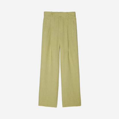 The Linen Way-High® Drape Pant  | Leek