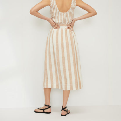 The Linen Wrap Skirt | Bone / Caramel