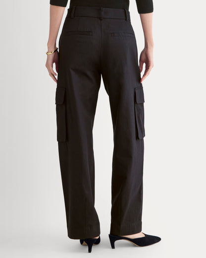 Wide-Leg Cargo Trouser in Buttersmooth | Black