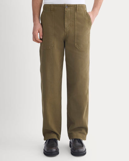 Relaxed Herringbone Fatigue Pants | Beech