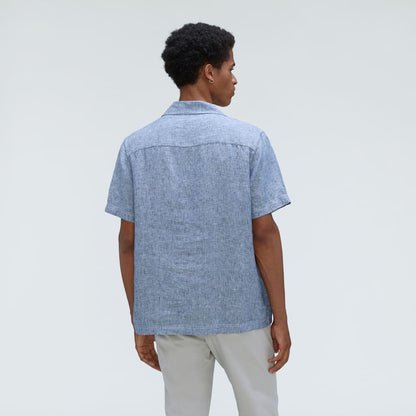 The Resort Shirt in Linen | Blue / White Pinstripe