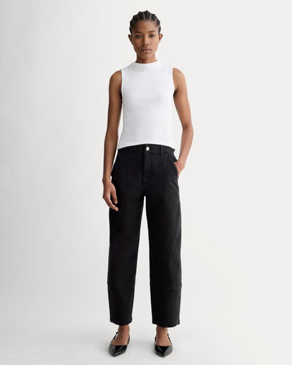 The Luxe Rib Funnel-Neck Tank | White