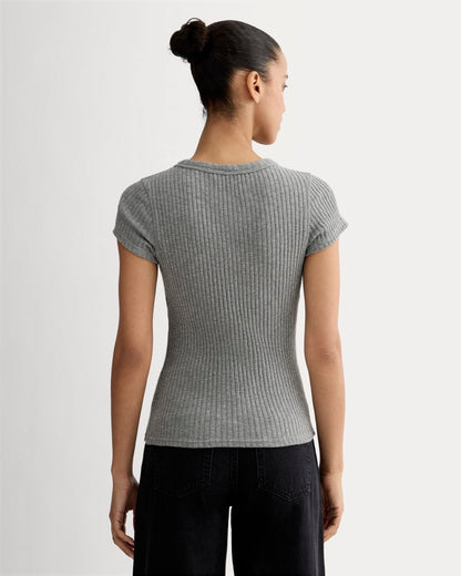 The Cozy Rib Tee | Mid Heather Grey