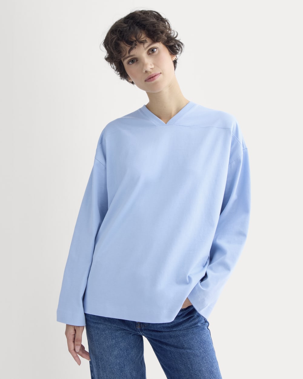 Retro V-Neck Jersey | Open Air Blue