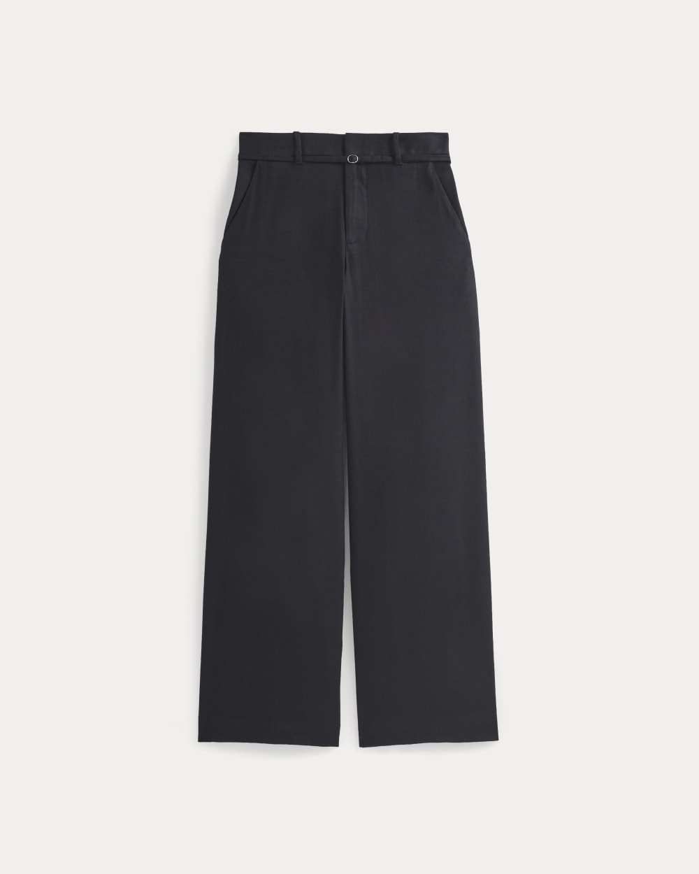 Wide-Leg Belted Pant in Stretch Linen | Black | Long