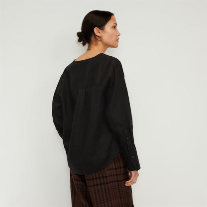 The Linen Popover Shirt | Black