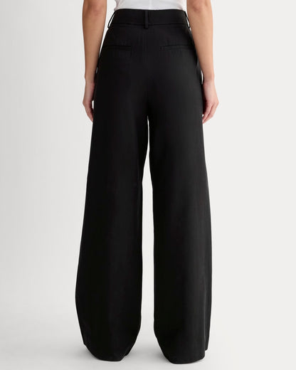 The Draper Pleated Pant in Buttersmooth | Black | 32" Inseam