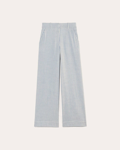 The Wide-Leg Pant in Stretch Linen | Bluebell / Bone