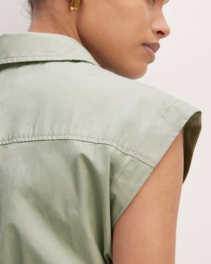 The Supima® Cotton Short-Sleeve Shirt Dress | Sage Green