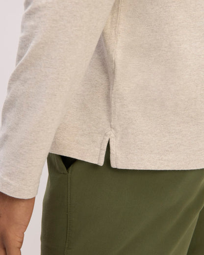 The Premium Weight Long-Sleeve Polo | Heather Oatmeal