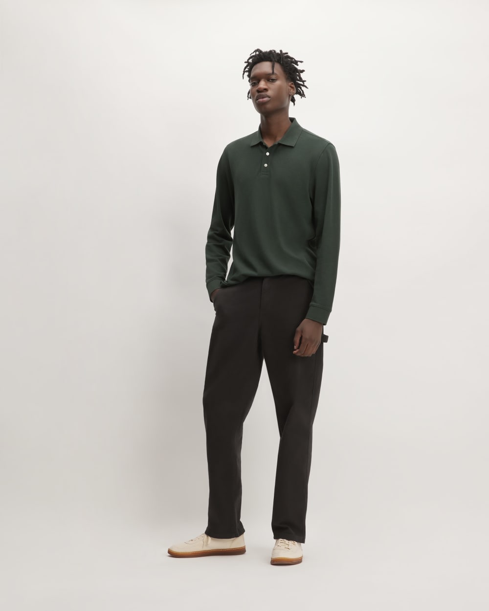 The Long-Sleeve Pique Polo | Scarab