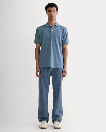 The Pique Polo | Heather Soft Cobalt
