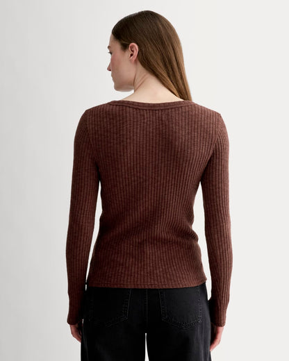The Cozy Rib Henley | Dark Mahogany