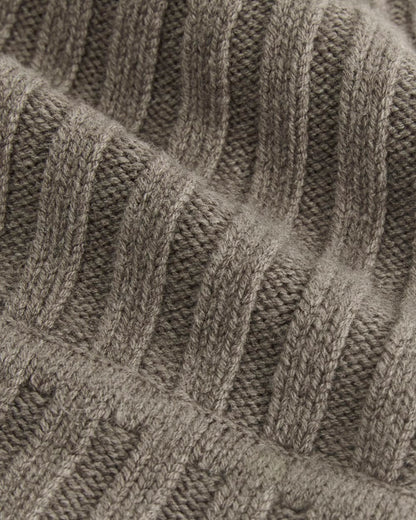 Chunky Ribbed Beanie | Taupe Melange