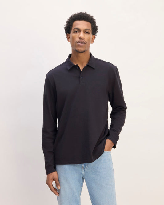 The Premium Weight Long-Sleeve Polo | Deep Navy