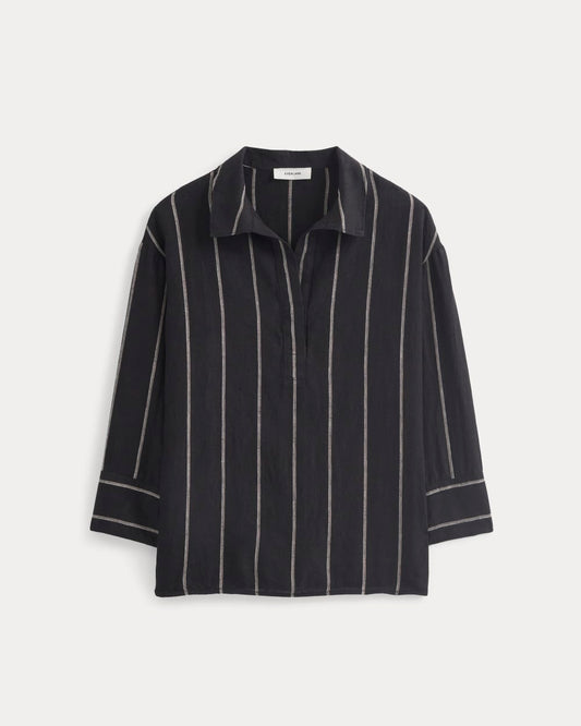 Popover Shirt in Linen | Black