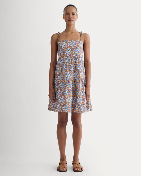 The Gauze Mini Tiered Dress | Soft Cobalt Floral