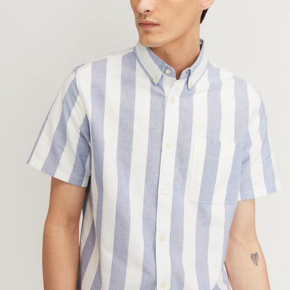 The Organic Short Sleeve Oxford Shirt | Mazarine Blue / Bone