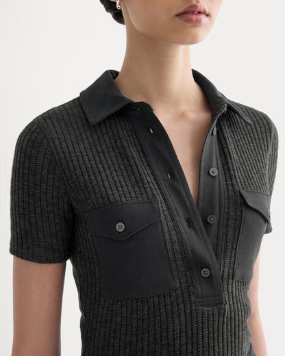 The Cozy Rib Polo | Black