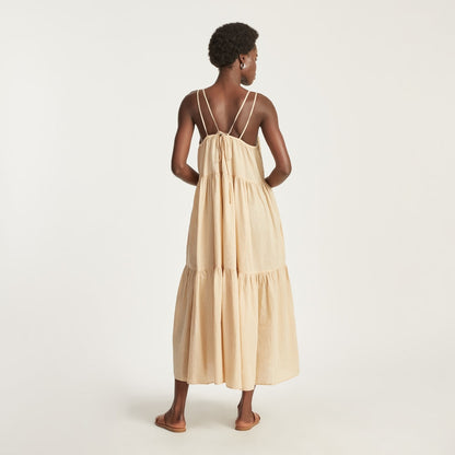 The Billow Tiered Maxi Dress | Orange Plaid