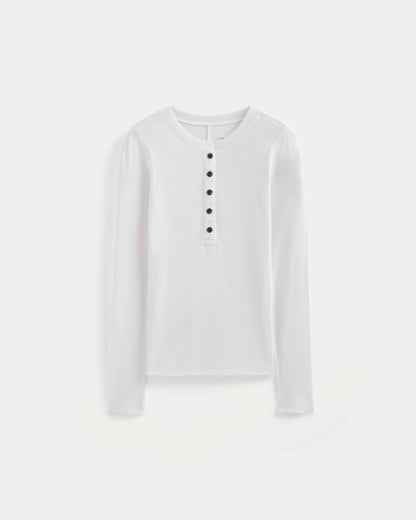 The Luxe Rib Henley | White