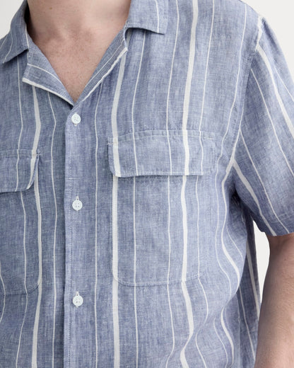 The Resort Shirt in Linen | Dutch Blue / Bone