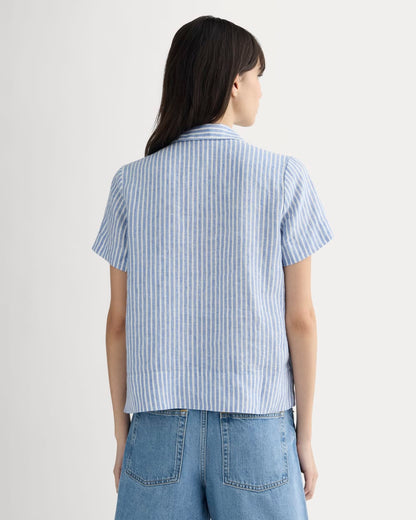 The Notch Shirt in Linen | Bluebell / Bone