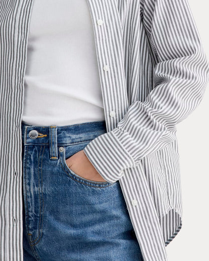 The Must-Have Shirt in Silky Cotton | Grey / White
