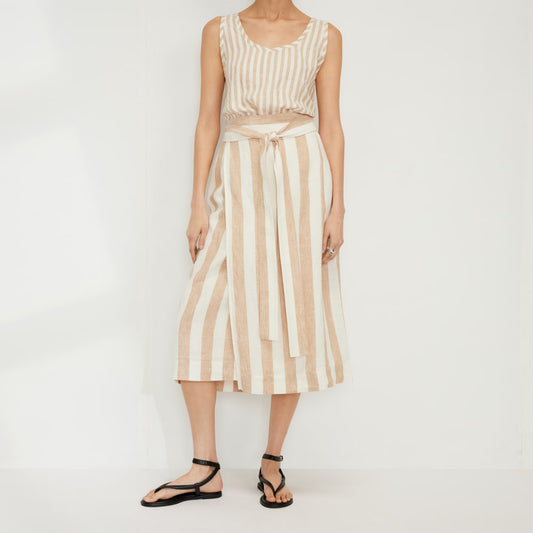 The Linen Wrap Skirt | Bone / Caramel