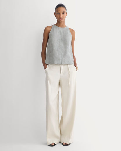 The Linen High-Neck Tank | Agave Green