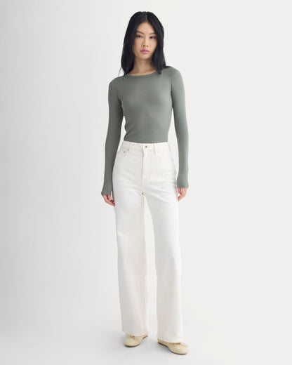 The Luxe Rib Long-Sleeve Crew | Agave Green