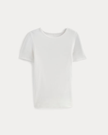 The Luxe Rib Crew | White