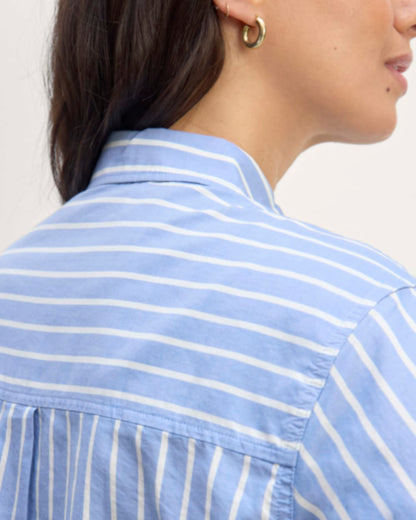 The Way-Short Shirt in Silky Cotton | Mariner Blue / White
