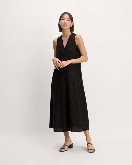 The Linen Eyelet Maxi Dress | Black Eyelet