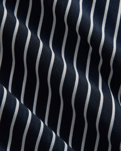 The Boxy Shirt in Washable Silk | True Navy / Bone Stripe