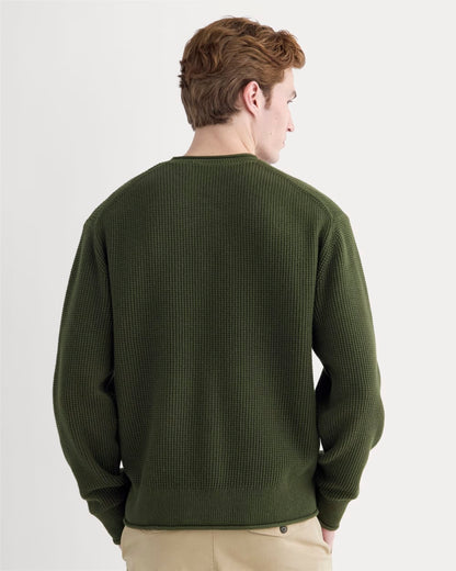 Waffle Rollneck Crew in Everyday Cotton | Dark Green