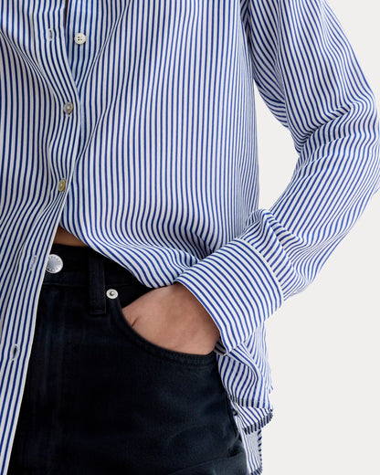 The Must-Have Shirt in Washable Silk | Blue / White