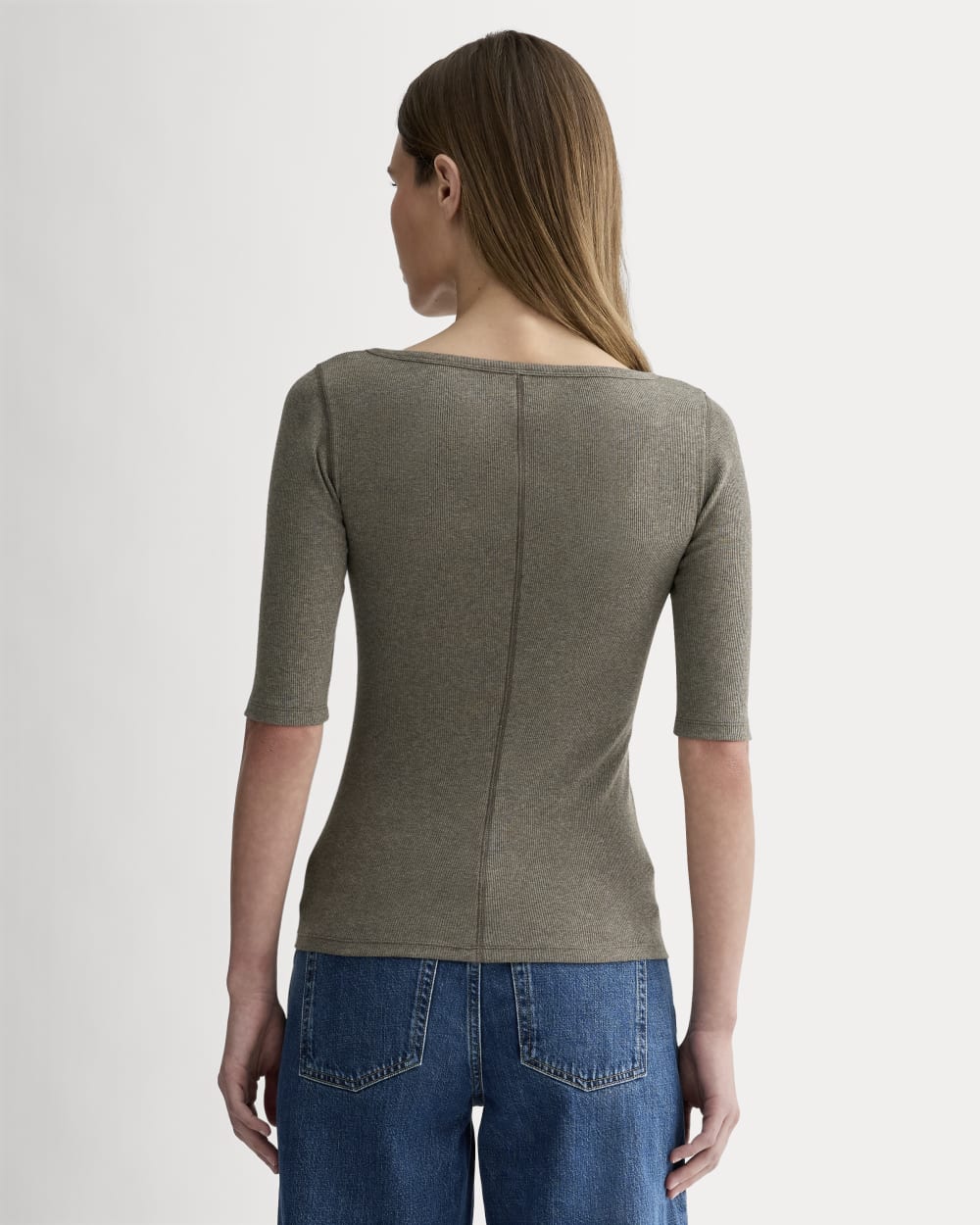 The Luxe Rib Scoop-Neck Tee | Heathered Fatigue